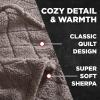 imageCathay Home Coleman Oversize Diamond Quilted Teddy Sherpa Fleece Throw BlanketBedspread  Home Sofa Couch Outdoor Travel Stadium Sports Camping Hiking  Indigo FullQueen 90quotx90quotCharcoal Brown
