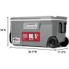 imageColeman Classic Series Insulated Portable Rolling Cooler with Wheels LeakResistant Outdoor Hard Cooler Keeps Ice up to 5 Days 100QuartRock Grey