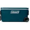 imageColeman Classic Series Insulated Portable Rolling Cooler with Wheels LeakResistant Outdoor Hard Cooler Keeps Ice up to 5 Days 100QuartSpace Blue