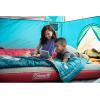 imageColeman Kids 50F Sleeping Bag Comfortable Youth Sleeping Bag for Sleepovers ampamp Camping Fits Children up to 5ft Tall Glow in The Dark Design Stuff Sack Included Machine WashableTeal