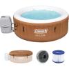 imageColeman SaluSpa Miami AirJet 2 to 4 Person Round Inflatable Hot Tub Portable Outdoor Spa with 120 Soothing AirJets and Insulated Cover BlackOrange