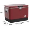 imageColeman Vintage 54qt Steel Belted Cooler Keeps Ice Up to 4 Days 85Can Capacity Hard Cooler with Drain ampamp HaveASeat LidRed