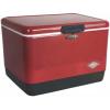 imageColeman Vintage 54qt Steel Belted Cooler Keeps Ice Up to 4 Days 85Can Capacity Hard Cooler with Drain ampamp HaveASeat LidRed