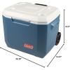 imageColeman Xtreme 50qt Rolling Cooler with Wheels ExtraWalled Insulation Keeps Ice up to 5 Days Portable Wheeled Hard ChillerBlue