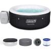 imageColeman SaluSpa Miami AirJet 2 to 4 Person Round Inflatable Hot Tub Portable Outdoor Spa with 120 Soothing AirJets and Insulated Cover BlackBlack