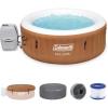 imageColeman SaluSpa Miami AirJet 2 to 4 Person Round Inflatable Hot Tub Portable Outdoor Spa with 120 Soothing AirJets and Insulated Cover BlackOrange