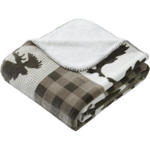 imageCathay Home Coleman Large Oversized Reversible MicroMink and Sherpa Throw Blanket 60x80 Inch TaupeDark Taupe