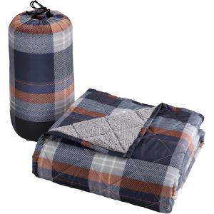 imageCathay Home Coleman Large Oversized Reversible MicroMink and Sherpa Throw Blanket 60x80 Inch TaupeNavy