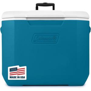 imageColeman 60qt Rolling Cooler with Wheels Insulated Portable Wheeled Chiller with Ice Retention Made in USA