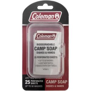 imageColeman Camp Soap Sheets  25 Travel Soap Sheets for Camping Hiking ampamp Backpacking  Perforated for 50 Washes Dissolves Instantly in Hot or Cold Water TSAApproved for Travel