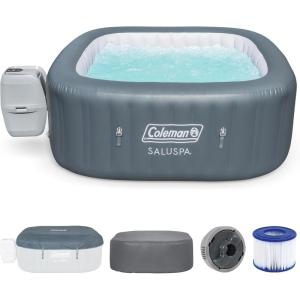 imageColeman Hawaii AirJet Large Square 4 to 6 Person Inflatable Hot Tub Portable Outdoor Spa with 140 AirJets and EnergySense Cover GreyGray