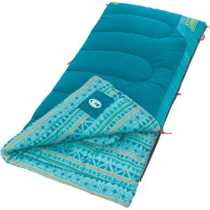 imageColeman Kids 50F Sleeping Bag Comfortable Youth Sleeping Bag for Sleepovers ampamp Camping Fits Children up to 5ft Tall Glow in The Dark Design Stuff Sack Included Machine WashableTeal