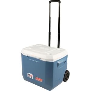 imageColeman Xtreme 50qt Rolling Cooler with Wheels ExtraWalled Insulation Keeps Ice up to 5 Days Portable Wheeled Hard ChillerBlue