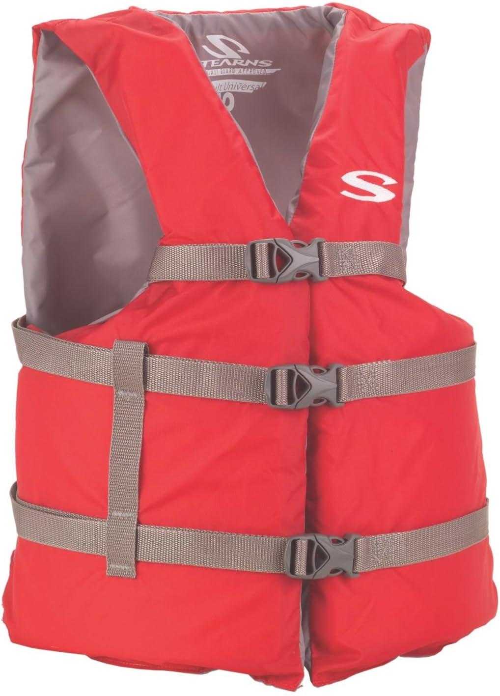 imageStearns Adult Life Vest USCG Approved Type III Life Jacket PFD for Boating Swimming Watersports ampamp More Standard ampamp Oversized FitsRed