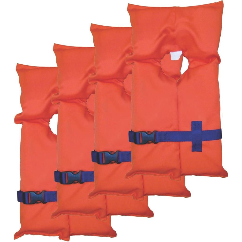 imageStearns 4Pack of PFD Life Vests USCGApproved Type II Life Jackets Universal Size Flotation Vests for Boat ampamp Swim Safety