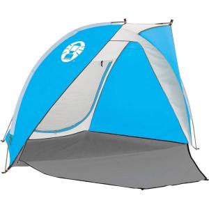 imageColeman Beach Shade Canopy Tent Lightweight ampamp Portable Beach Shade Sets Up in 5 Minutes UPF 50 Sun Protection Includes Sand Bags ampamp Stakes to Withstand Wind Great for Park Yard PicnicsCaribbean Blue