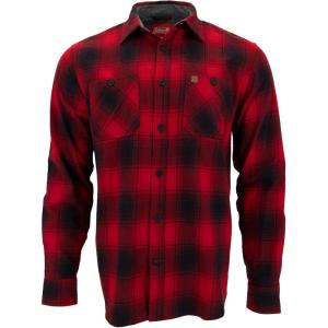 imageColeman Mens LongSleeve Flannel Shirt Midweight Western Plaid ButtonDown BlueGrey MediumRedBlack
