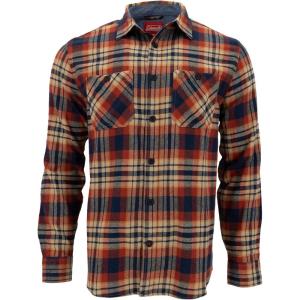 imageColeman Mens LongSleeve Flannel Shirt Midweight Western Plaid ButtonDown BlueGrey MediumRustNavy