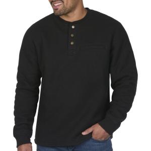 imageColeman LongSleeve Sherpa Lined Waffle Henley Shirts for MenBlack
