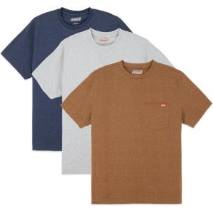 imageColeman Mens Workwear Performance Short Sleeve Cotton TShirts Multi Color 3PackCool Grey Indigo Copper