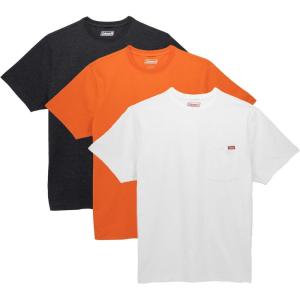 imageColeman Mens Workwear Performance Short Sleeve Cotton TShirts Multi Color 3PackOff WhiteBlack HeatherTangerine