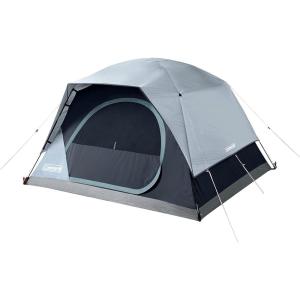 imageColeman Skydome Camping Tent with LED Lights Weatherproof 48 Person Family Tent Includes PreAttached Poles Rainfly Carry Bag Ventilation and LED Lighting System Sets Up in 5 Minutes4person